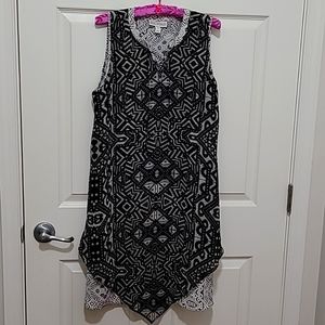 DANA BUCHMAN "beautiful" asymetrical dress black & stone color- sz small